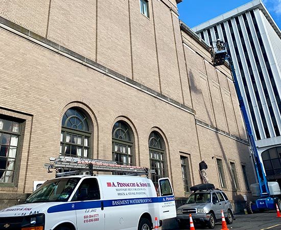 Municipal building restoration and waterproofing services.